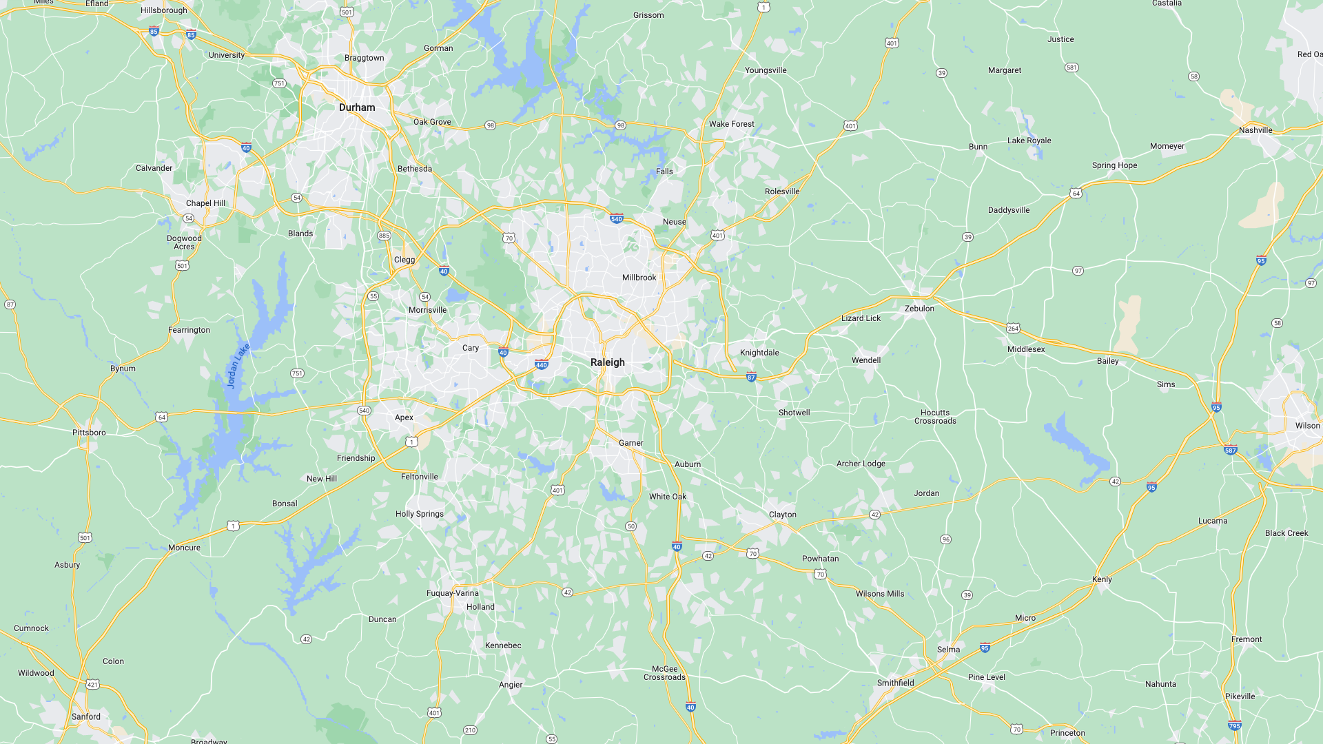 Raleigh, NC Area Map